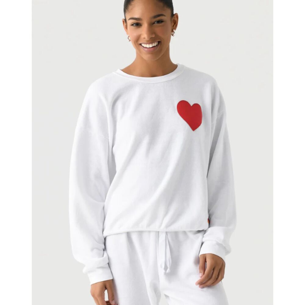 Aviator Nation Heart Stitch Crew Sweatshirt Small
